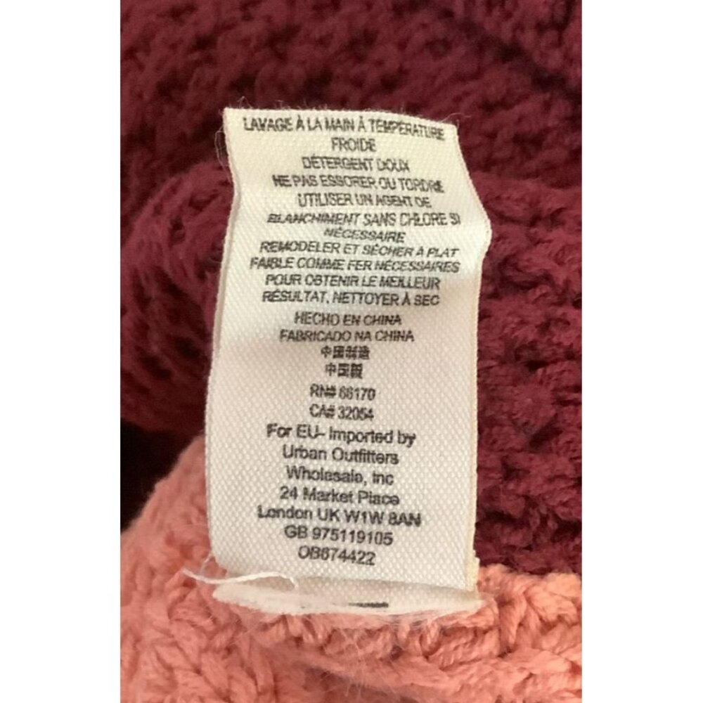 FREE PEOPLE Wine Colorblock Park City Slouchy Waffle Cotton Blend Sweater Est. S - Picture 8 of 8